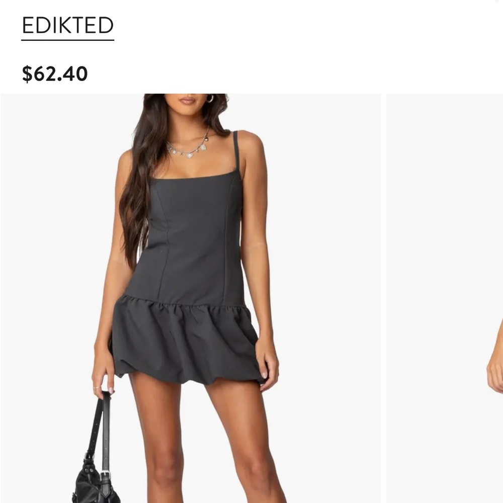 Edikted Charcoal Bubble Hem mini dress. Never worn size xs.